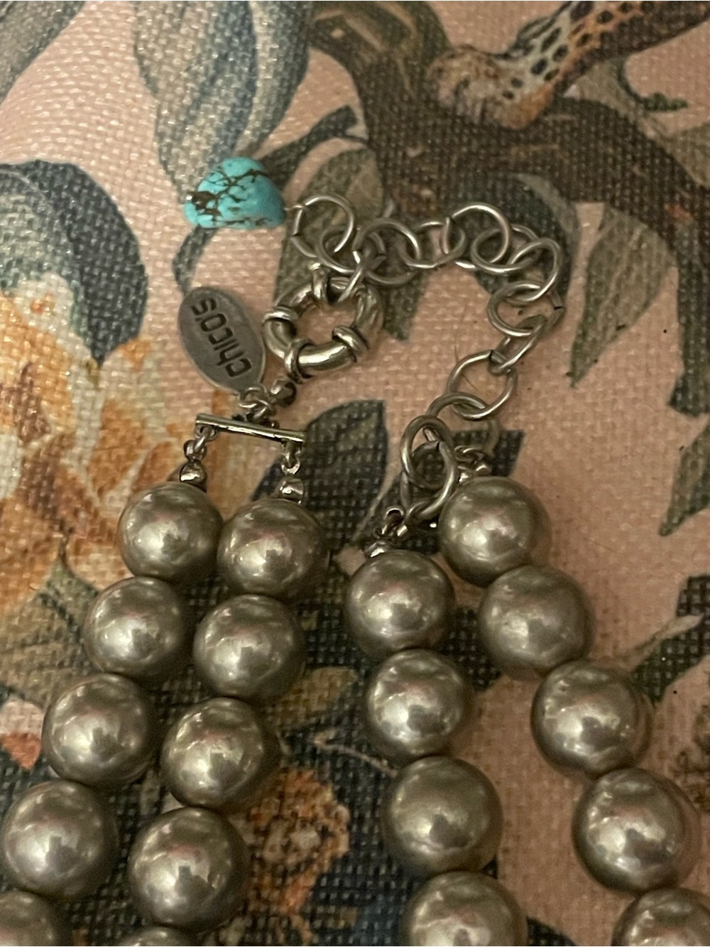 Chico's Silver-Tone Squash Blossom Necklace with Turquoise Stones - Picture 4 of 4